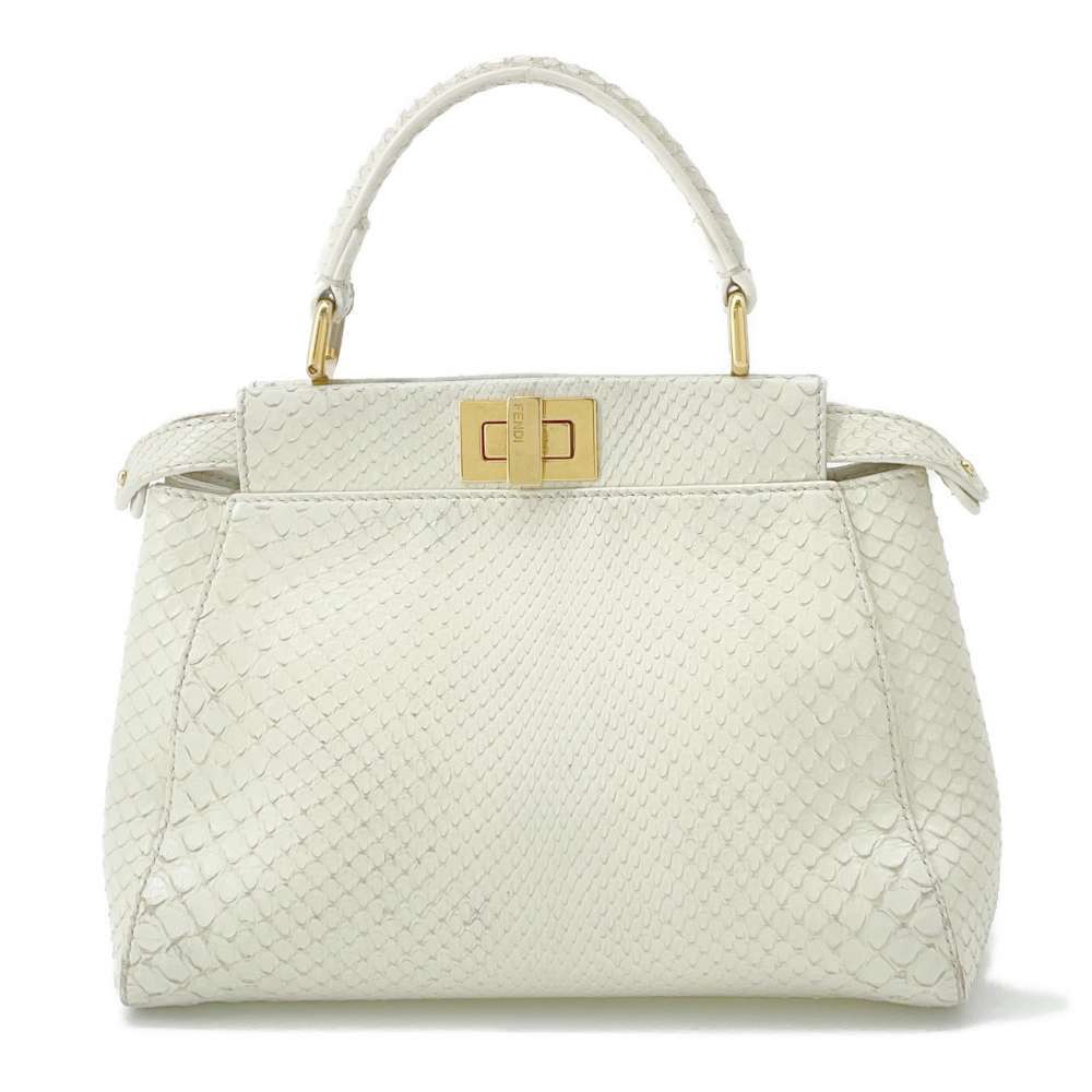 Fendi Mini Peekaboo Python 2way Shoulder Bag White - image 1